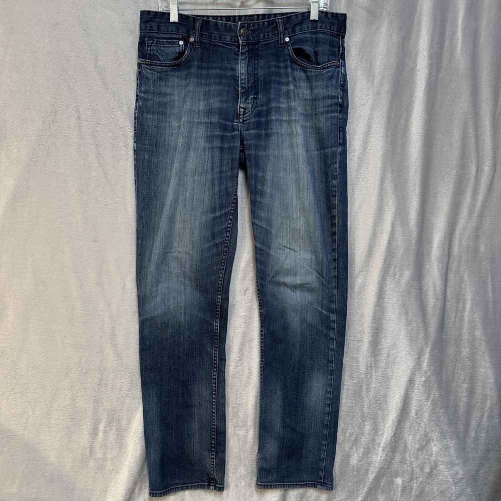 Calvin Klein Jeans Mens 32x32 Blue Slim Straight Denim Jeans Dark Wash